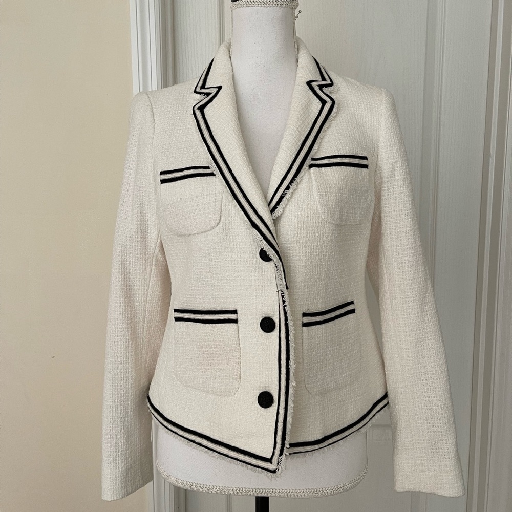 New Vtg Talbots Woman’s White Button Down Denim Jacket, Sz 4